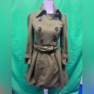 Olive Green Coat with Black Buttons